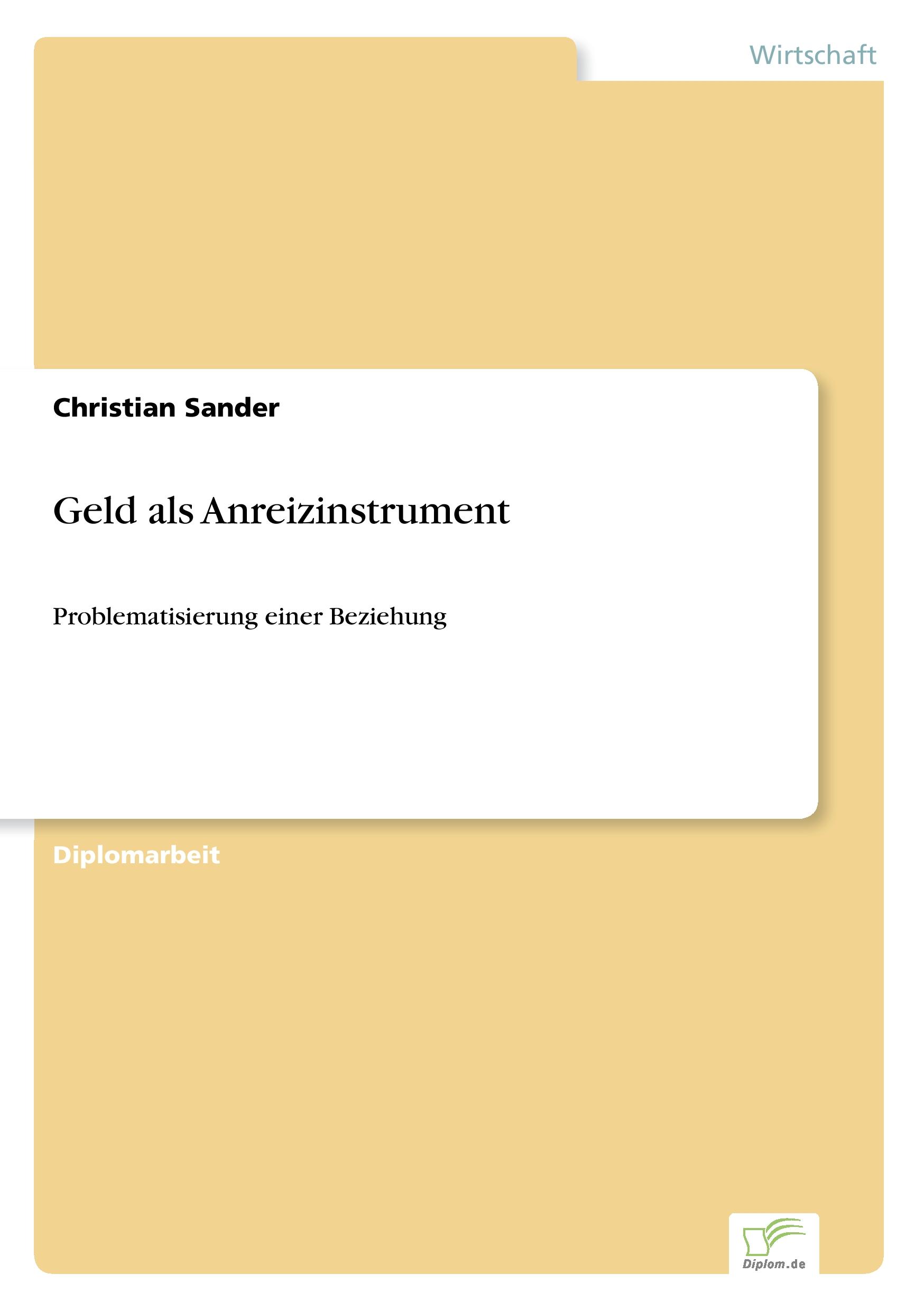 Vorderes Coverbild Geld als Anreizinstrument