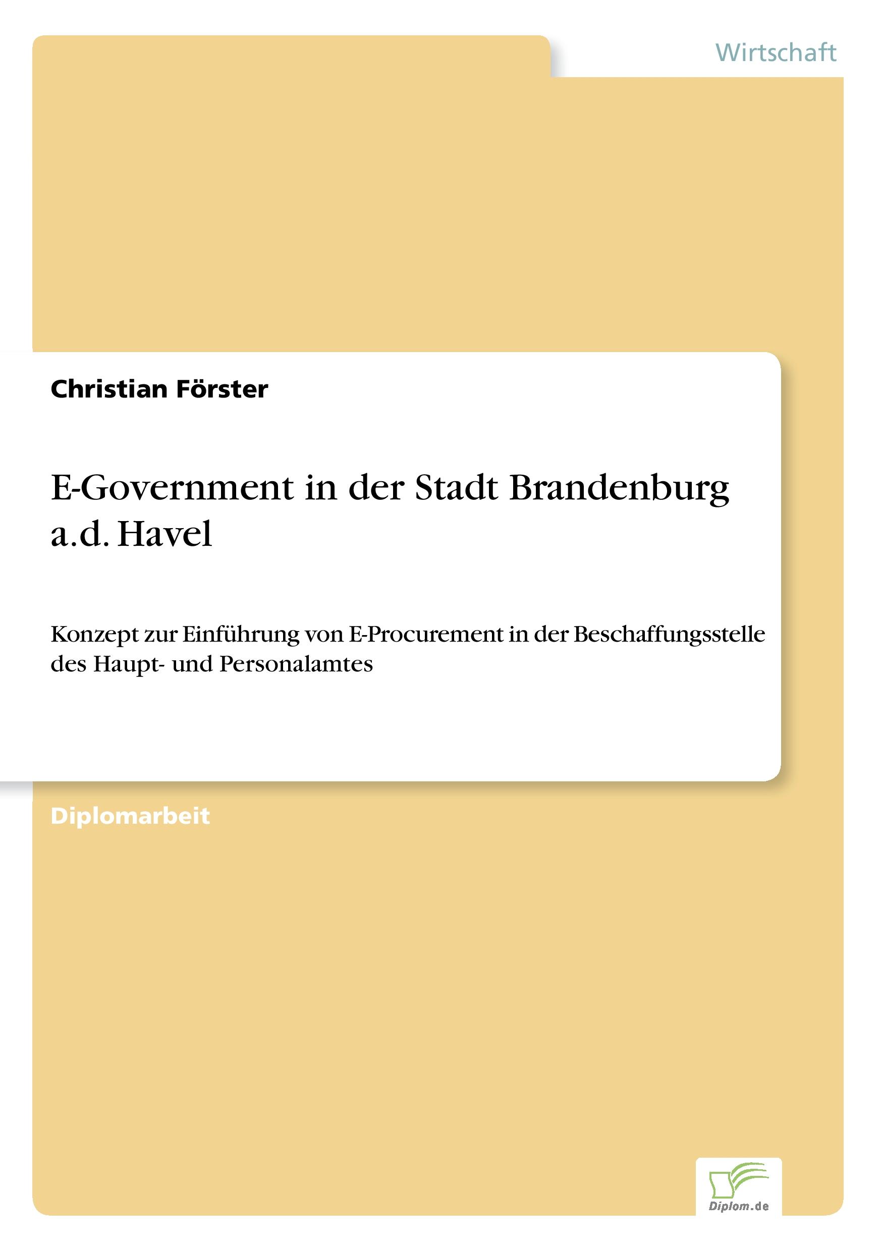 Vorderes Coverbild E-Government in der Stadt Brandenburg a.d. Havel