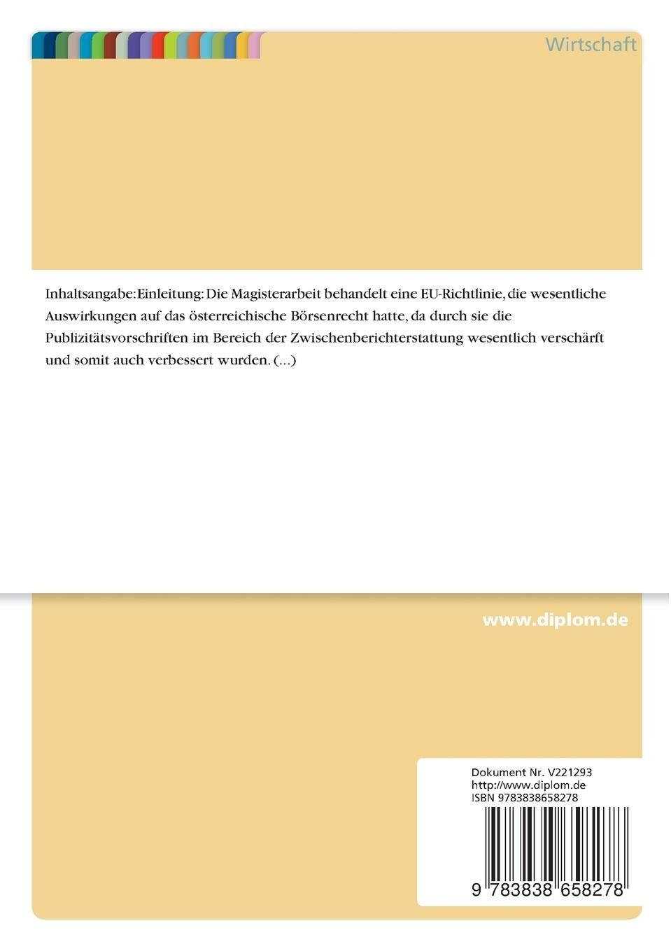 Rückseitencover Die Zwischenberichtsrichtlinie 1982