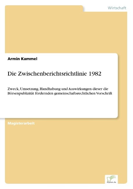 Vorderes Coverbild Die Zwischenberichtsrichtlinie 1982