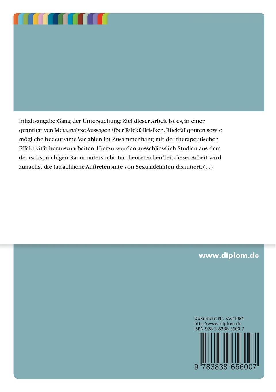 Rückseitencover Zur Wirksamkeit der Behandlung von Sexualstraftätern
