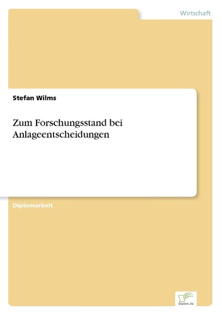 Vorderes Coverbild Zum Forschungsstand bei Anlageentscheidungen