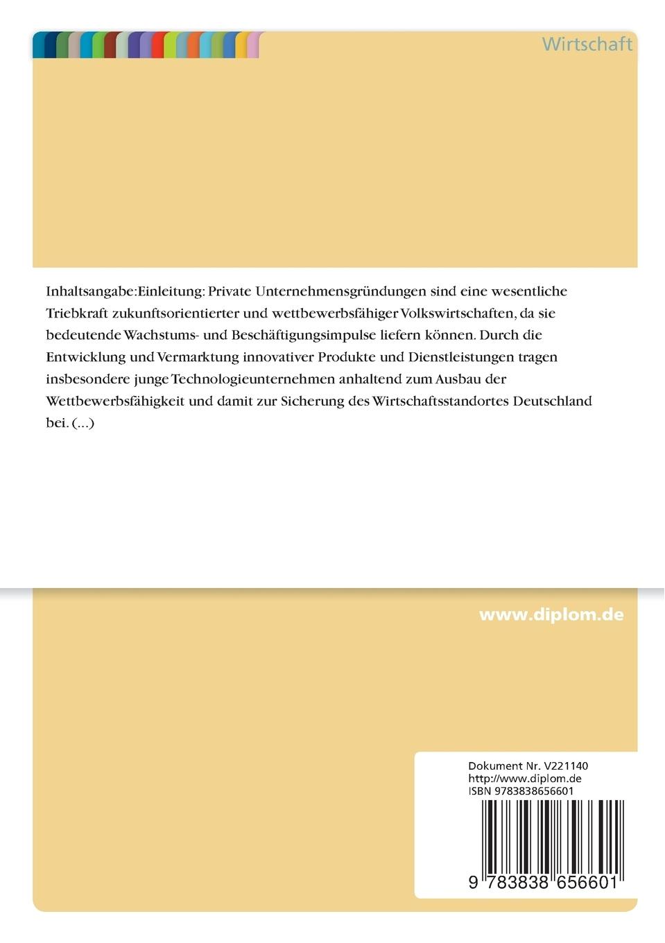 Rückseitencover Finanzierungsmöglichkeiten für junge Technologieunternehmen