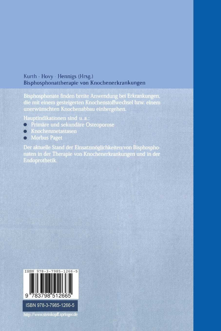 Rückseitencover Bisphosphonattherapie von Knochenerkrankungen