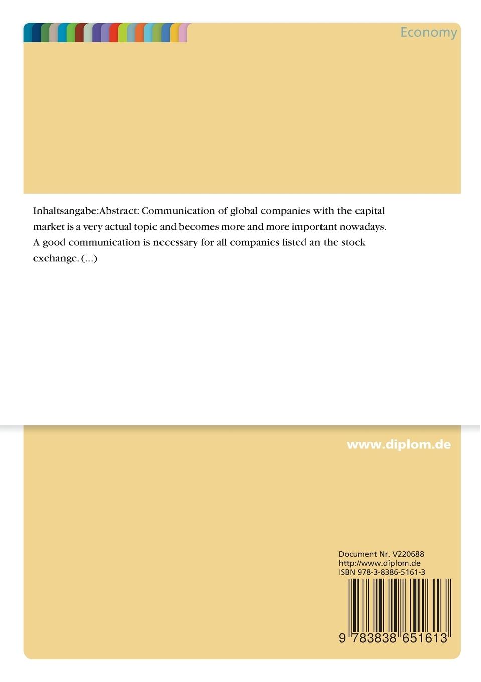 Rückseitencover Communication of global companies with the capital market