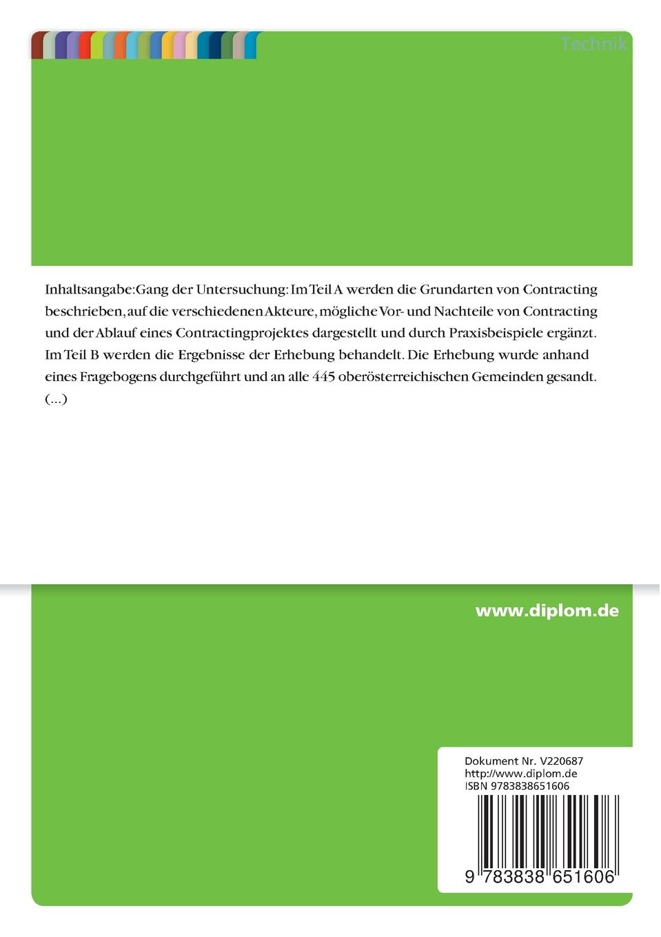 Rückseitencover Contracting als Instrument zur Realisierung von Energieeinsparpotentialen