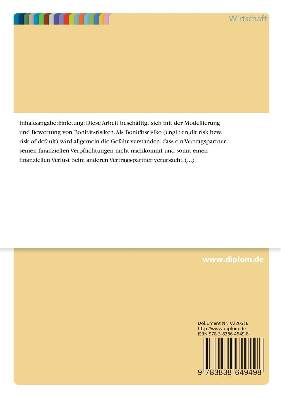 Rückseitencover Modellierung und Bewertung von Bonitätsrisiken