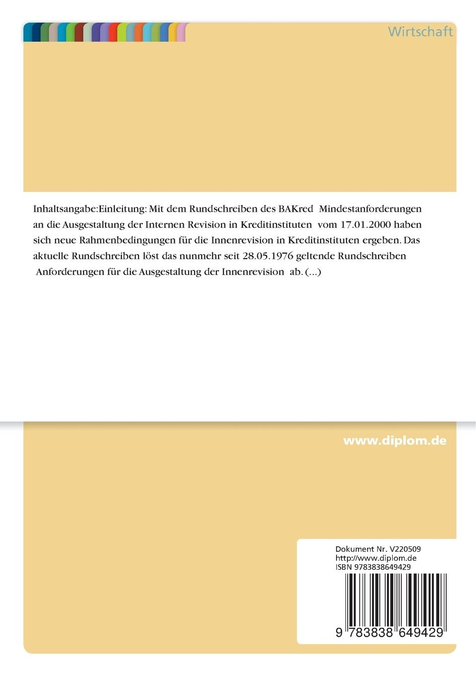Rückseitencover Innenrevision in Banken