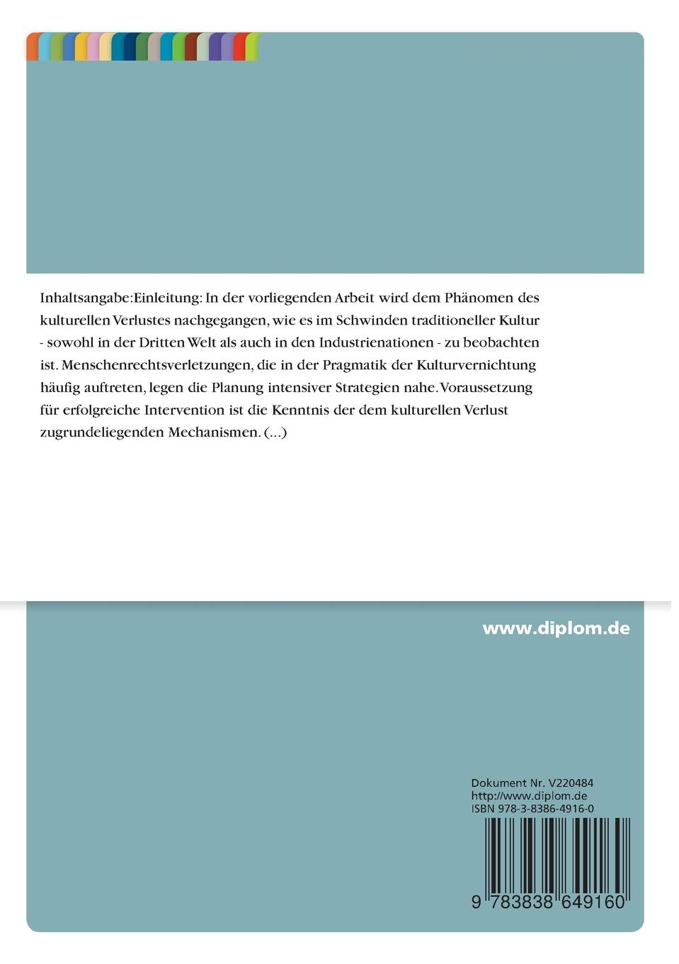 Rückseitencover Kultureller Verlust: Mechanismen und Interventionsmöglichkeiten