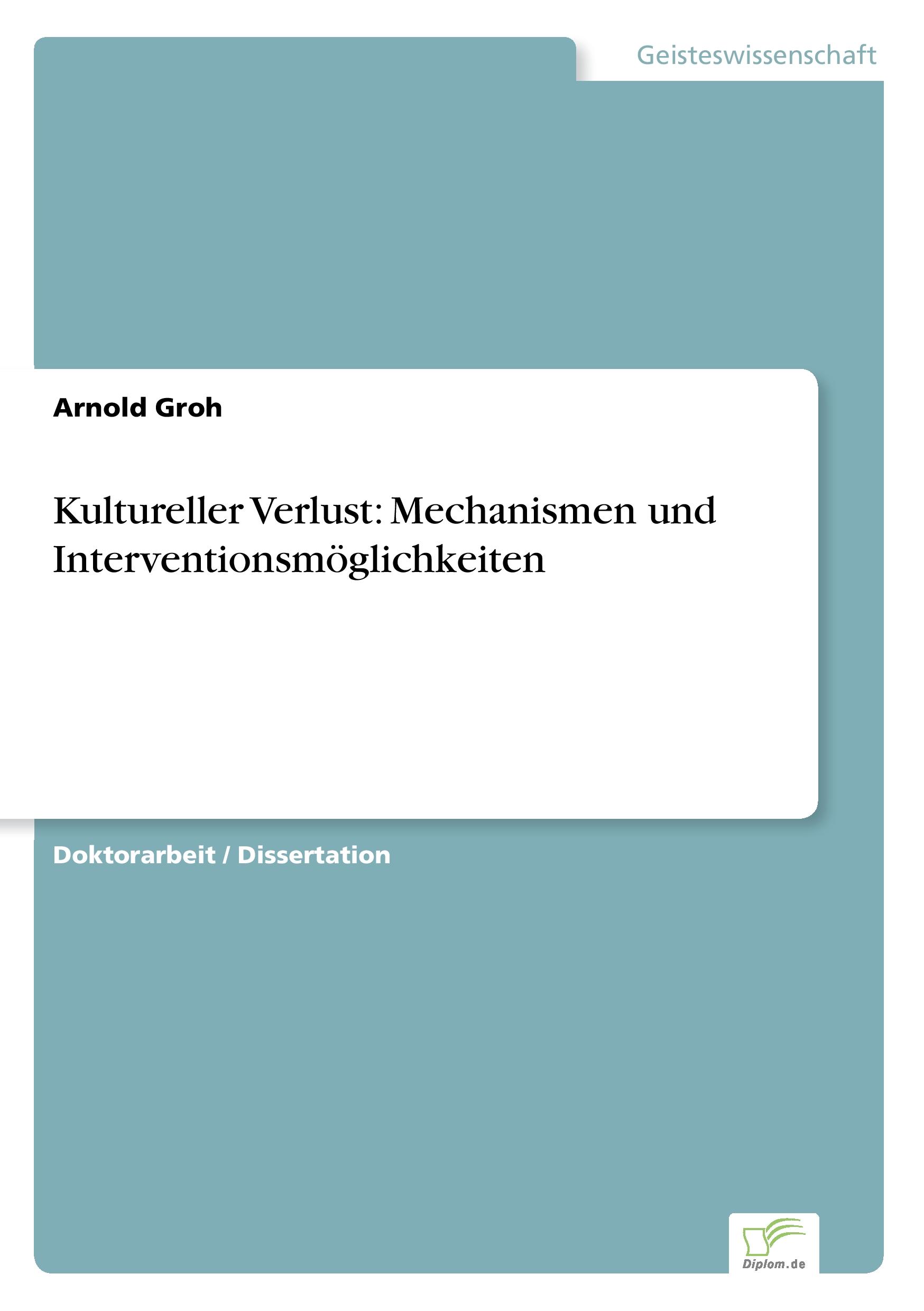 Vorderes Coverbild Kultureller Verlust: Mechanismen und Interventionsmöglichkeiten