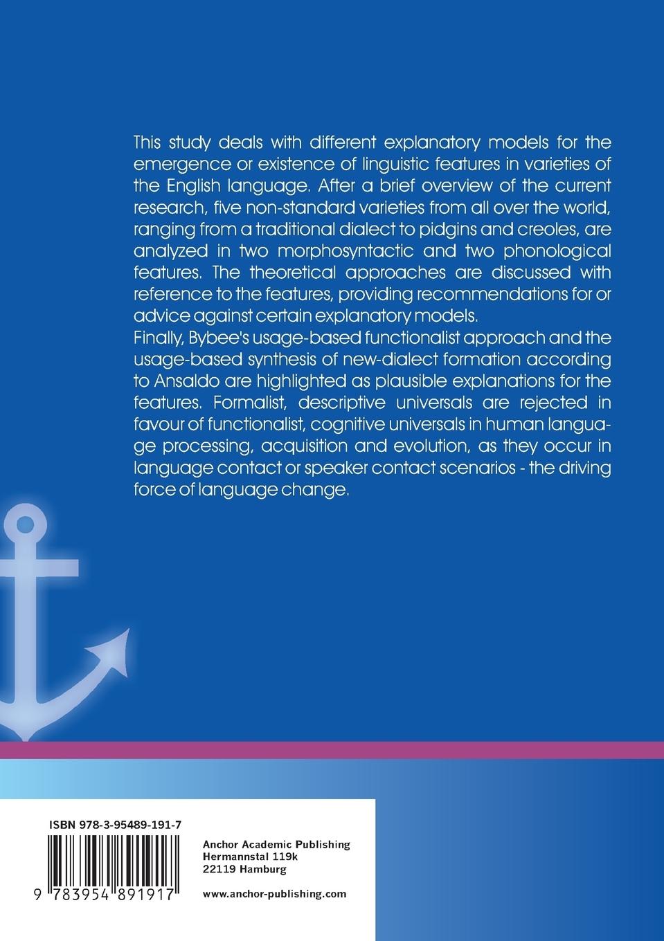 Rückseitencover Principles in the emergence and evolution of linguistic features in World Englishes