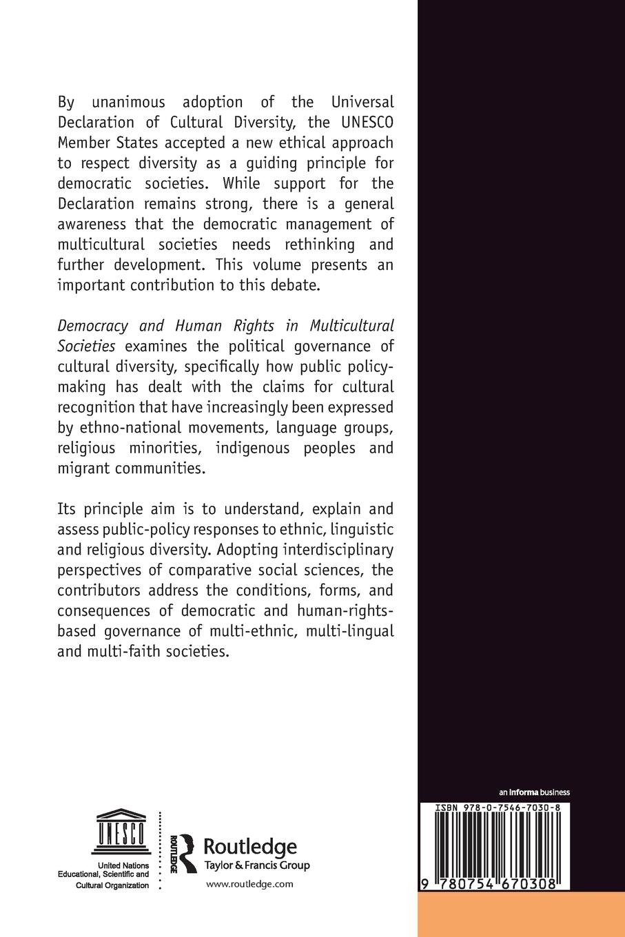 Rückseitencover Democracy and Human Rights in Multicultural Societies