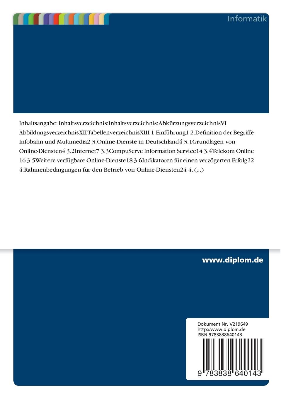 Rückseitencover Ursachen für den verzögerten Erfolg des Internet und anderer multimedialer Online-Dienste in Deutschland