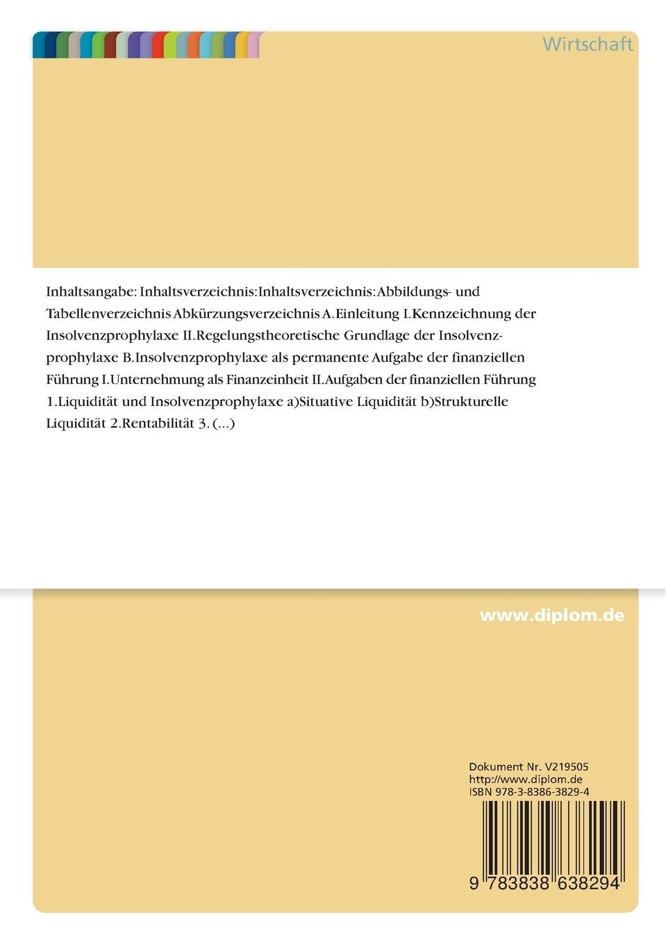 Rückseitencover Ständige Rückkopplung zwischen Finanzplanung, Finanzkontrolle und Finanzsteuerung als Insolvenzprophylaxe