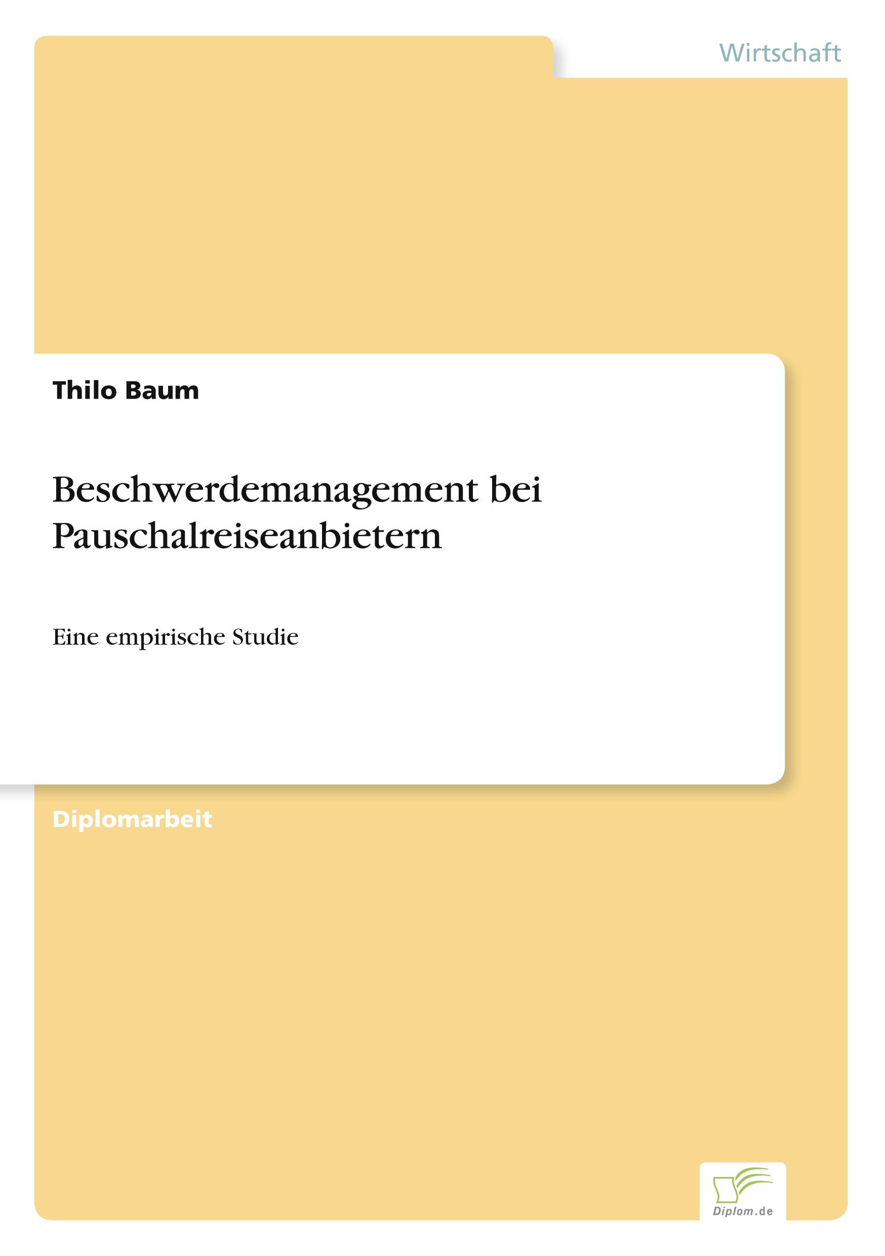 Vorderes Coverbild Beschwerdemanagement bei Pauschalreiseanbietern