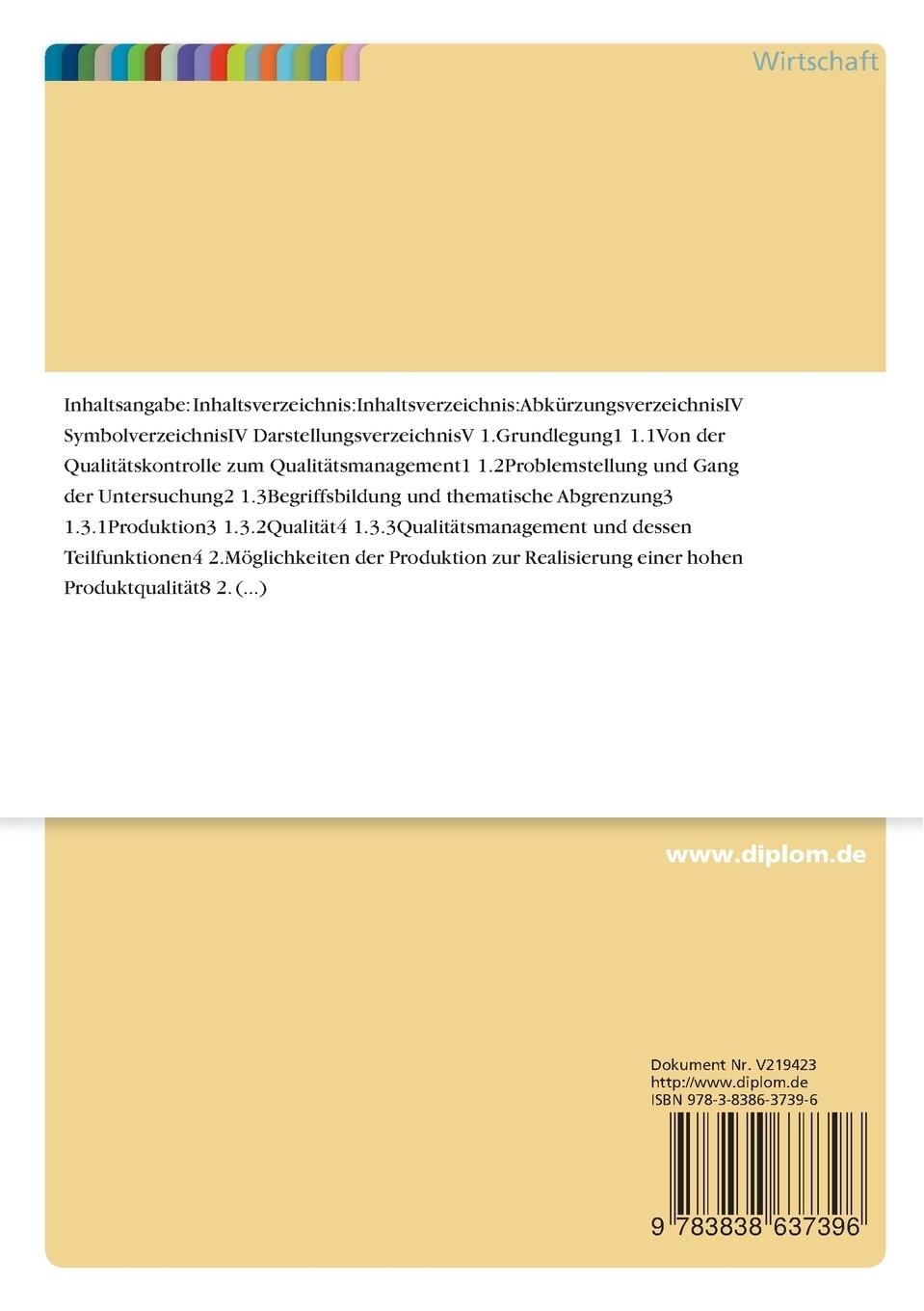 Rückseitencover Qualitätsmanagement im Produktbereich