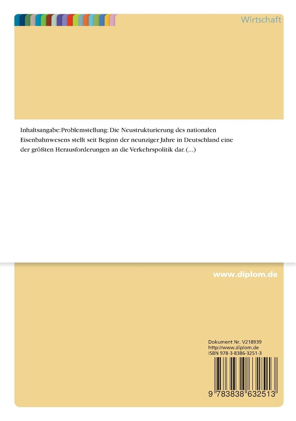 Rückseitencover Weiterentwicklung der Bahnstrukturreform