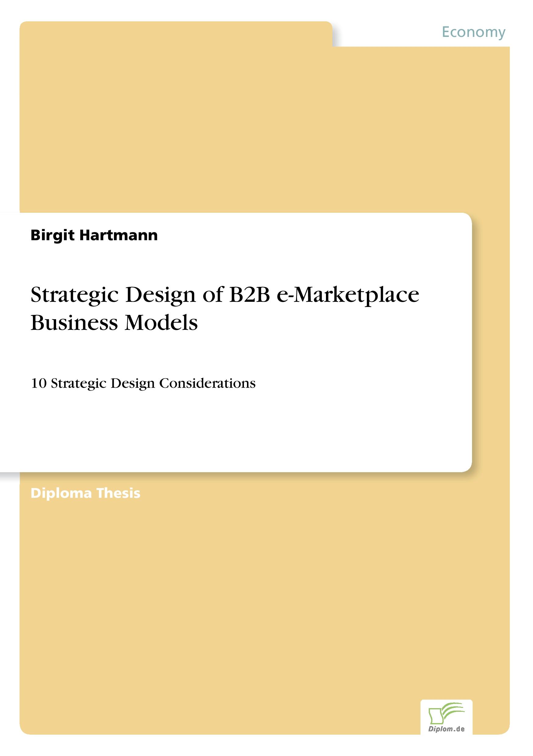 Vorderes Coverbild Strategic Design of B2B e-Marketplace Business Models