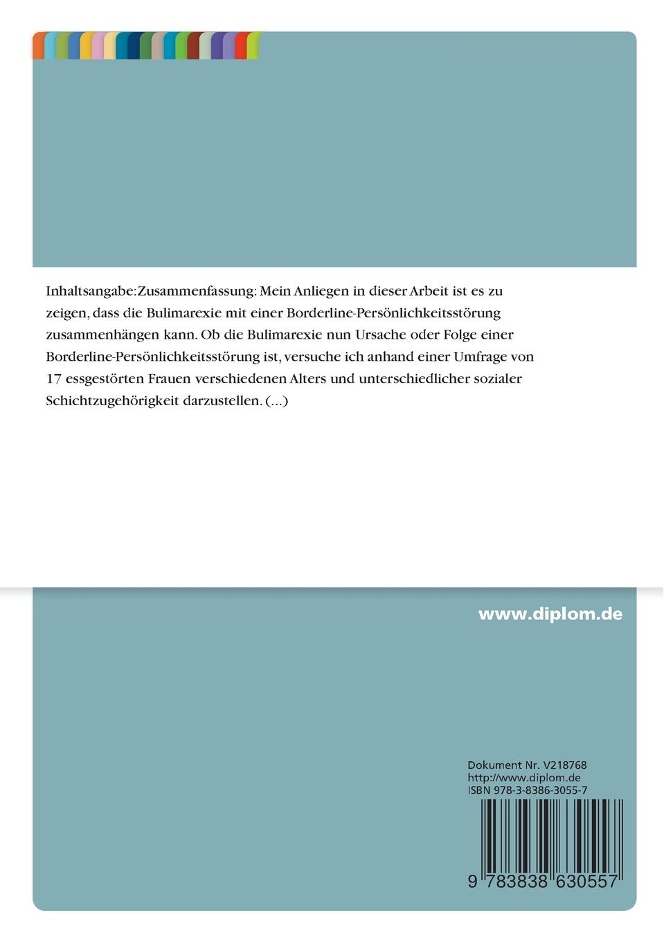 Rückseitencover Die Zirkularität zwischen Bulimarexie und Borderline-Syndrom