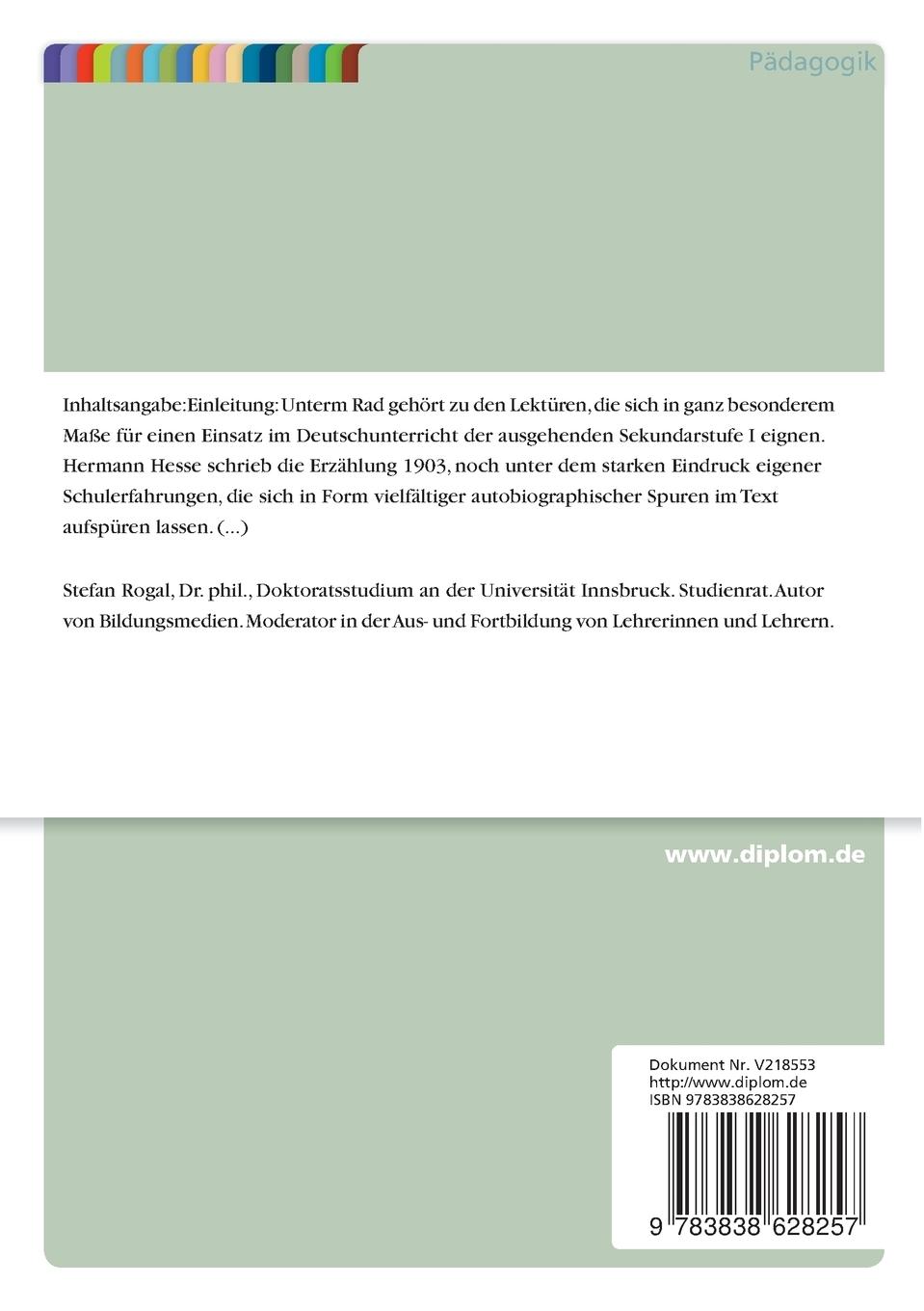 Rückseitencover Schüler-Leben in Hermann Hesses 'Unterm Rad'