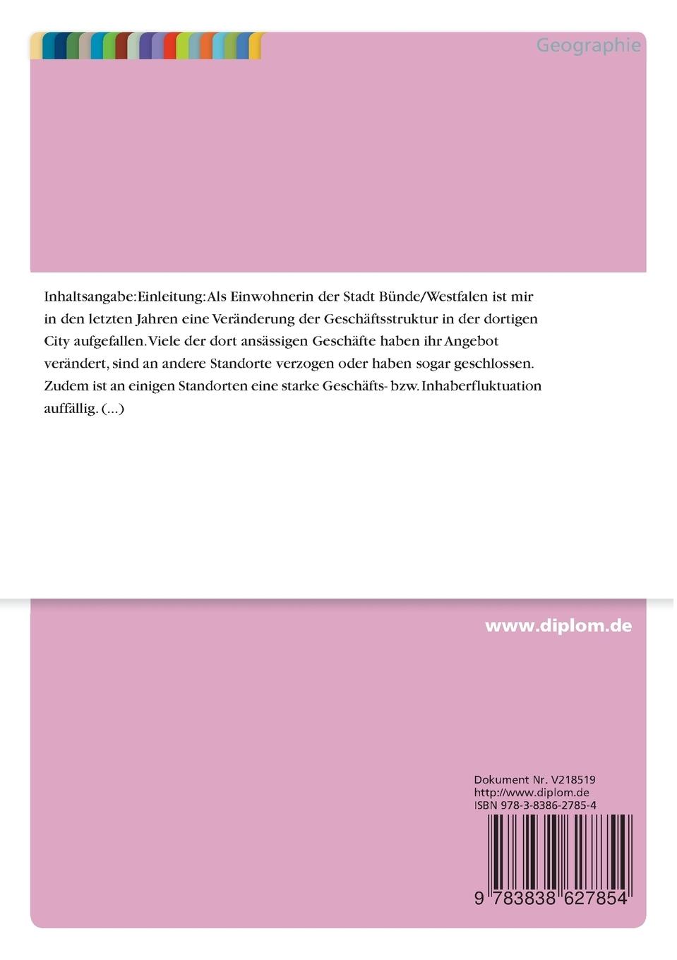 Rückseitencover Parkraumbewirtschaftung und Geschäftsentwicklung in der Stadt Bünde