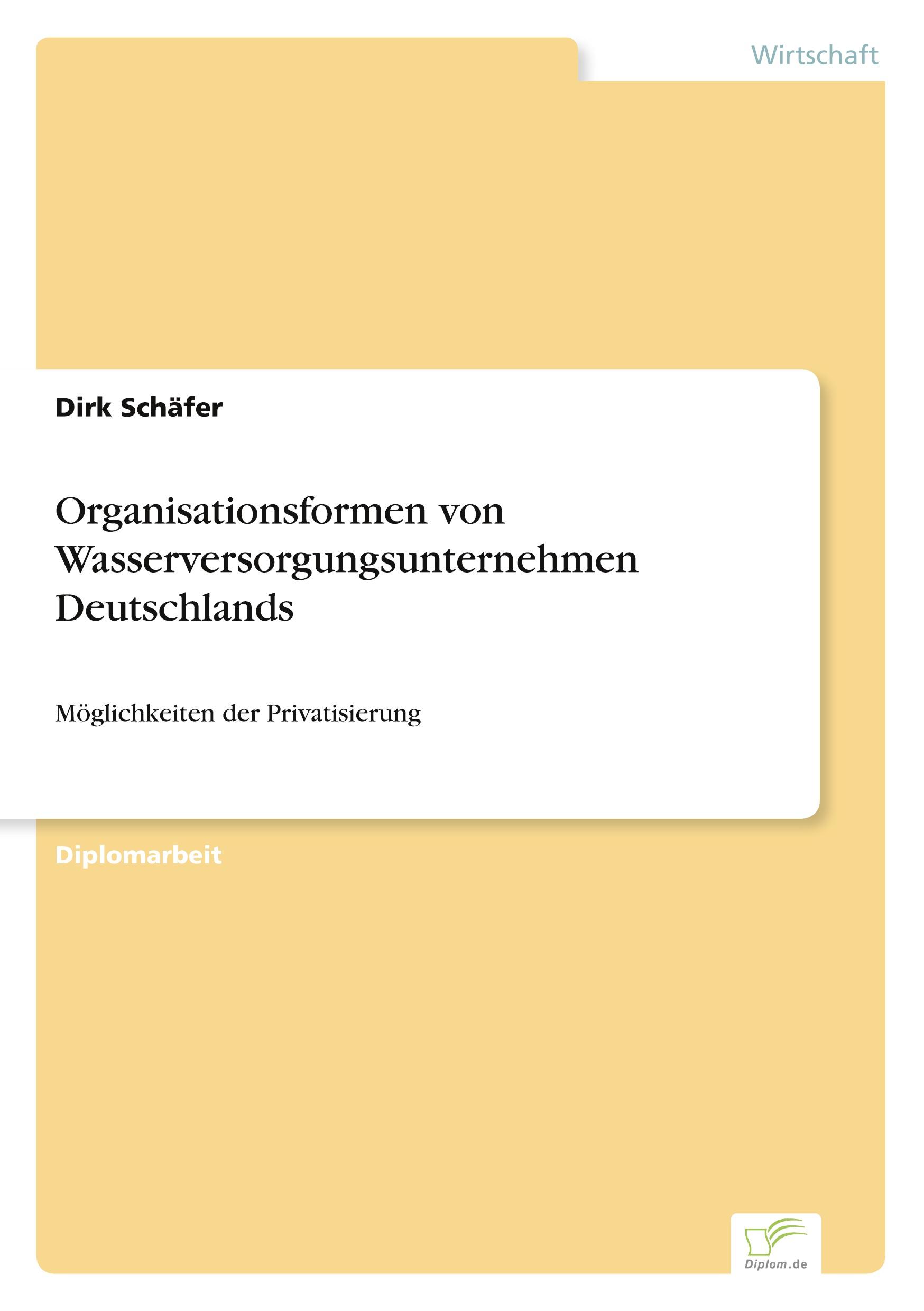 Vorderes Coverbild Organisationsformen von Wasserversorgungsunternehmen Deutschlands