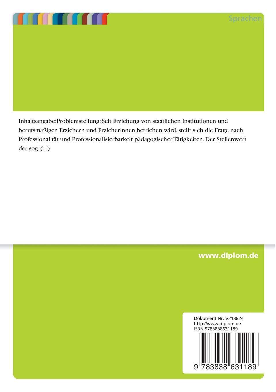 Rückseitencover Zur Professionalität pädagogischen Handelns