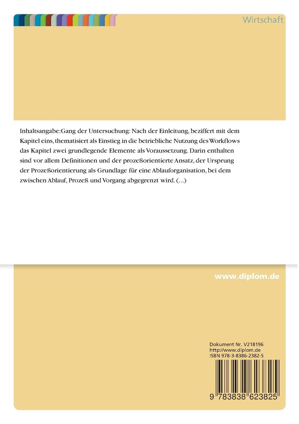 Rückseitencover Wirtschaftlichkeitsbetrachtung von Workflow Management Systemen unter Einbeziehung von Kosten-Nutzen-Gesichtspunkten und allgemeinen Risikoaspekten bei deren Einführung
