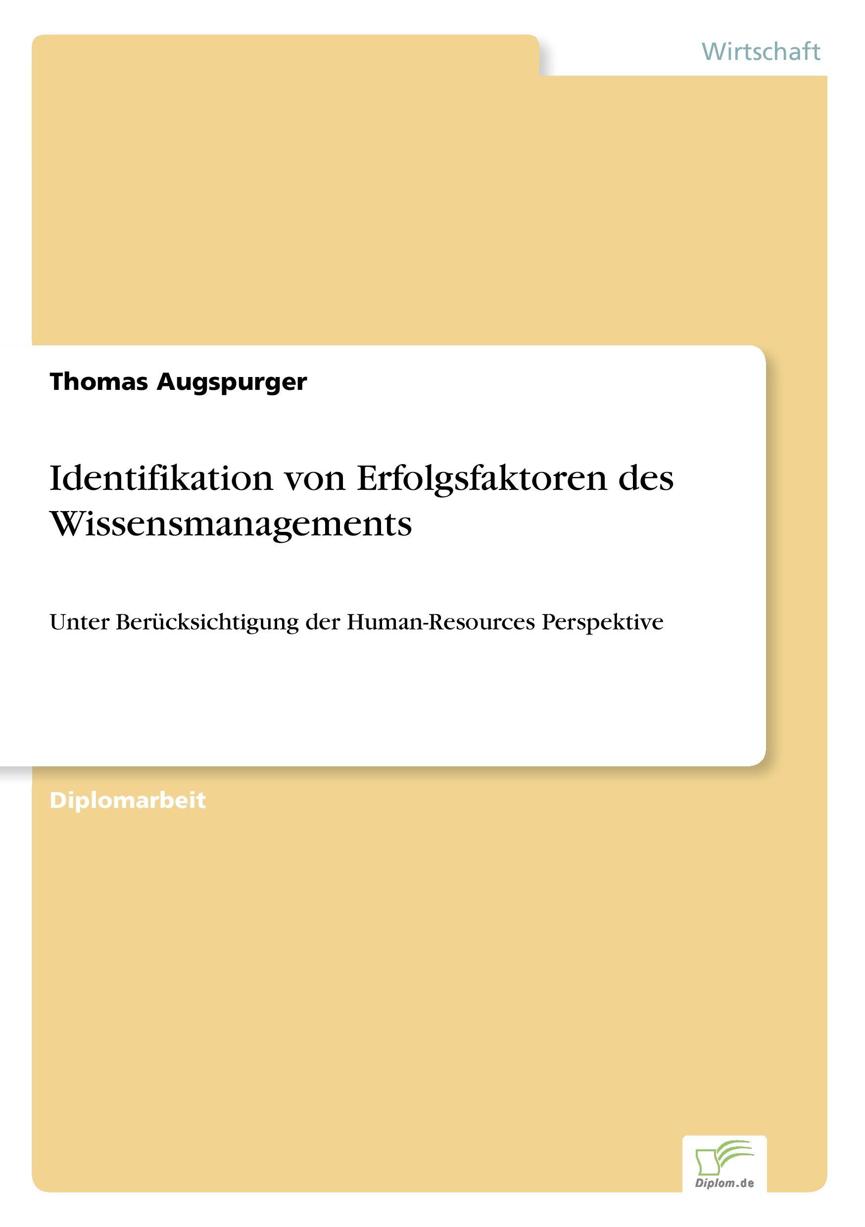 Vorderes Coverbild Identifikation von Erfolgsfaktoren des Wissensmanagements