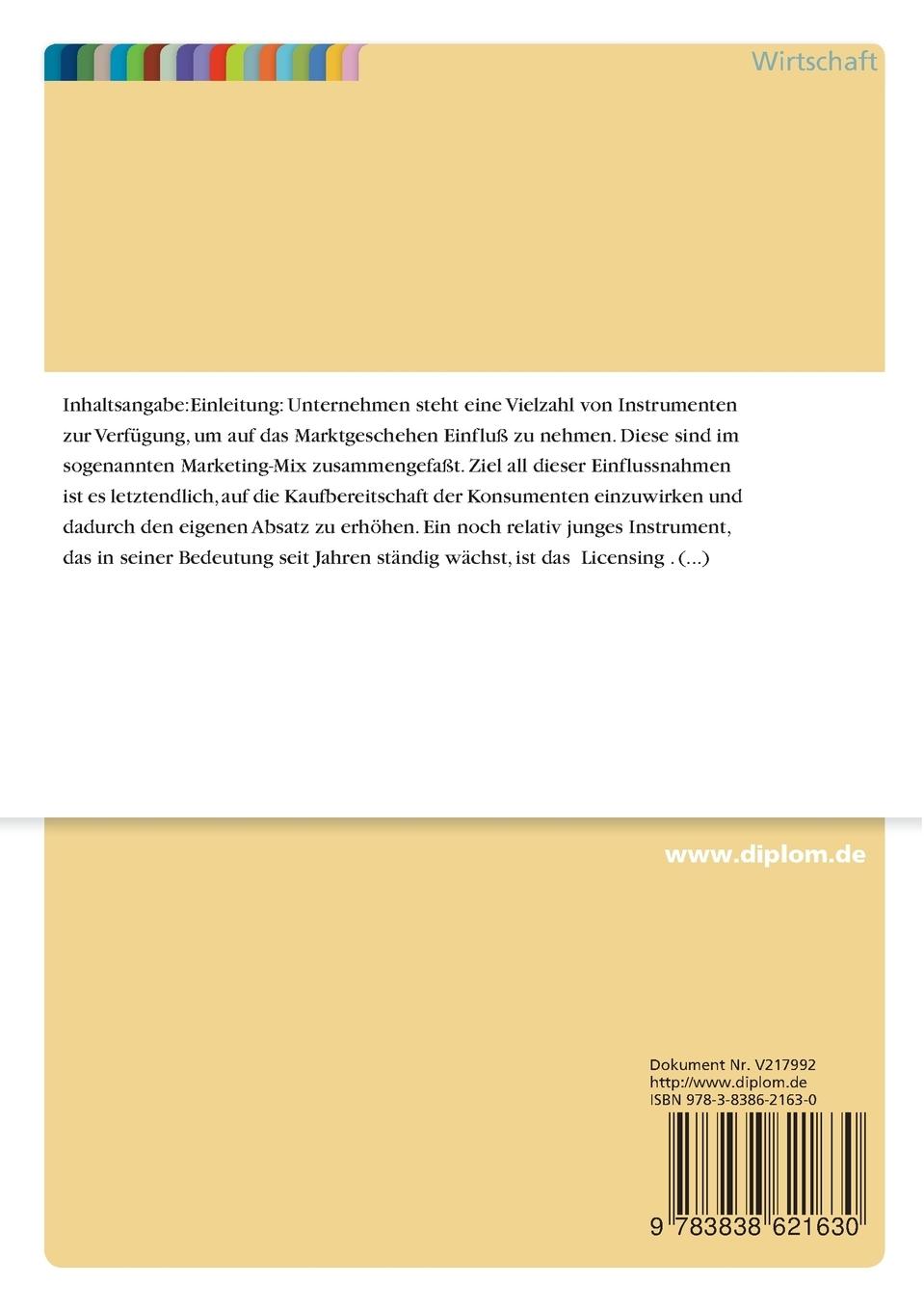 Rückseitencover Bedeutung des Licensing als Marketinginstrument