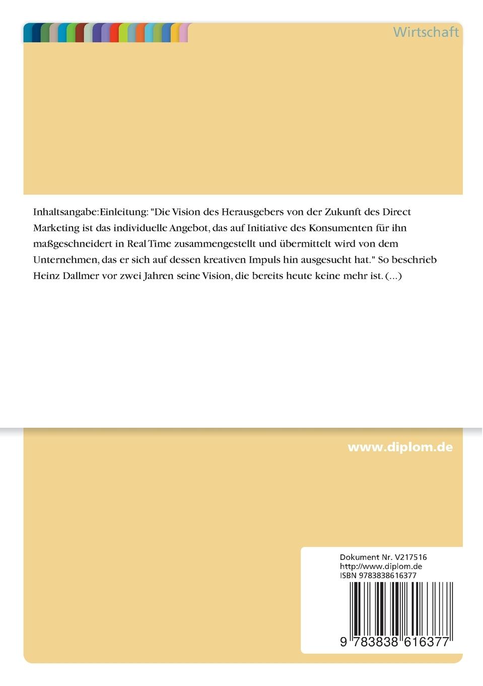 Rückseitencover Strategische Wettbewerbsvorteile durch Direktmarketing mit Online-Medien