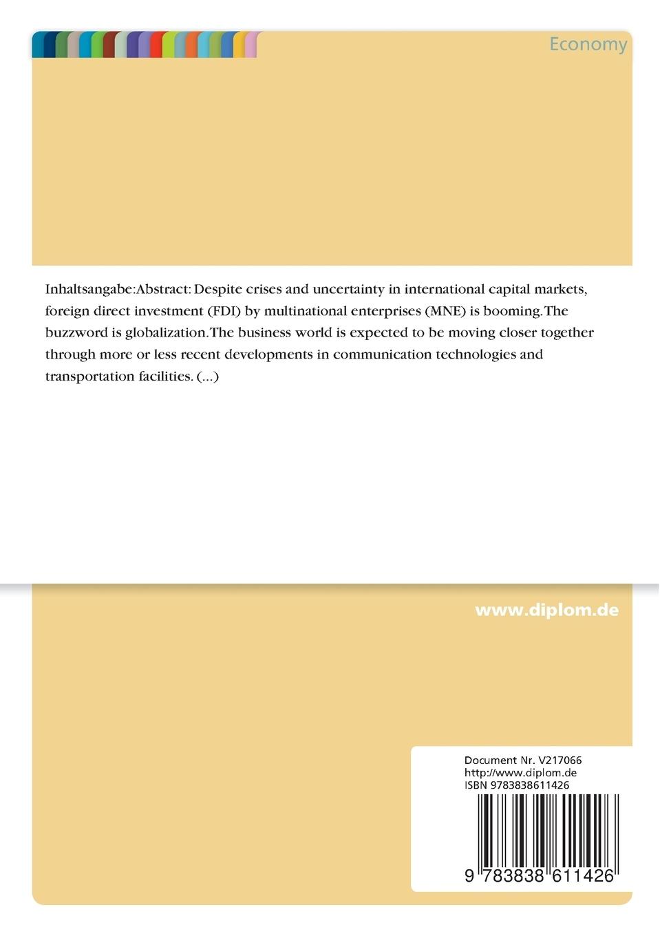 Rückseitencover Cultural Factors in Multinational Enterprise Location