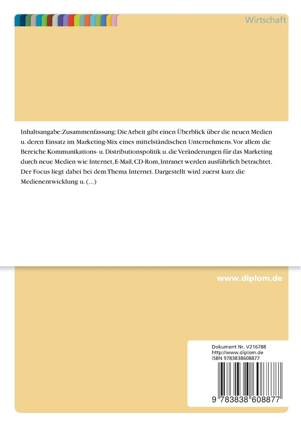 Rückseitencover Einsatzmöglichkeiten neuer Medien in der Kommunikations- und Vertriebspolitik eines mittelständischen Unternehmens