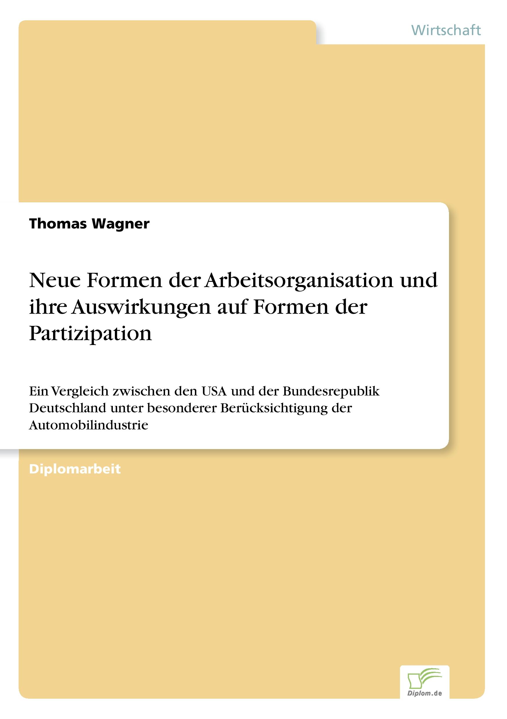 Vorderes Coverbild Neue Formen der Arbeitsorganisation und ihre Auswirkungen auf Formen der Partizipation