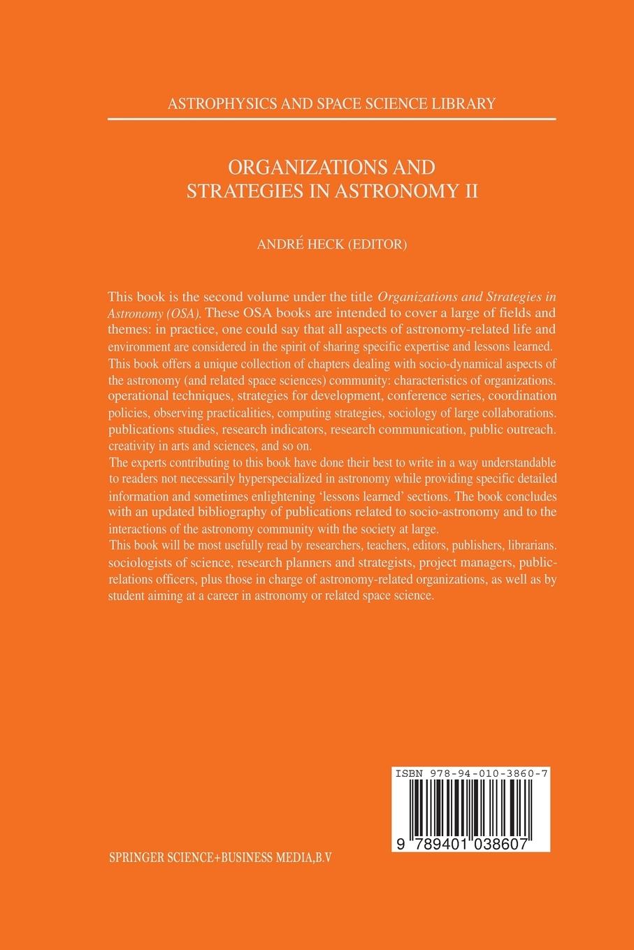 Rückseitencover Organizations and Strategies in Astronomy