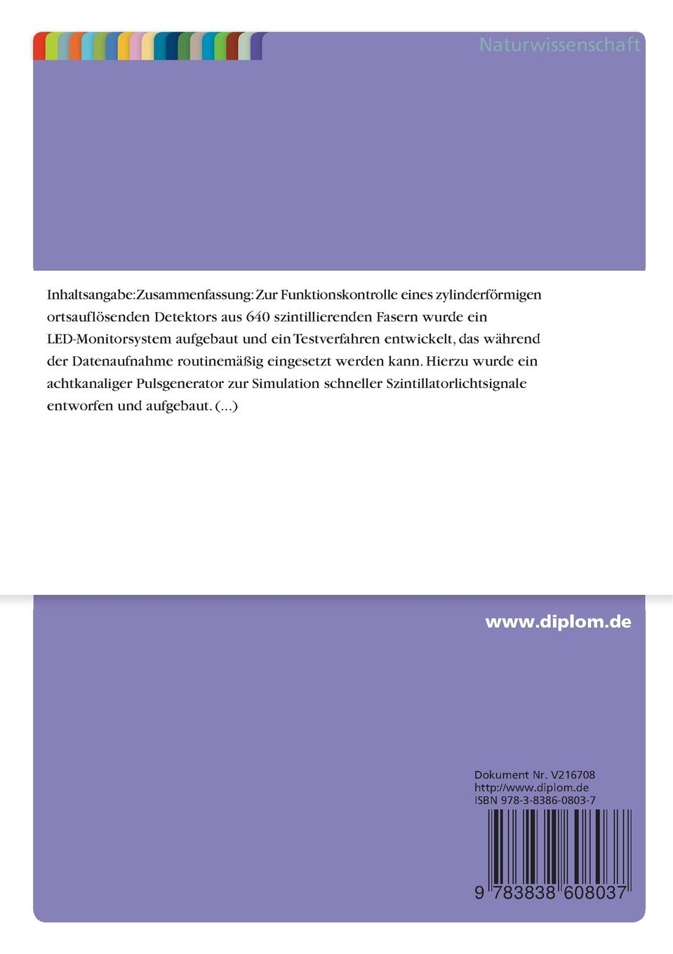Rückseitencover LED-Monitorsystem für einen ortsauflösenden Detektor aus szintillierenden Fasern