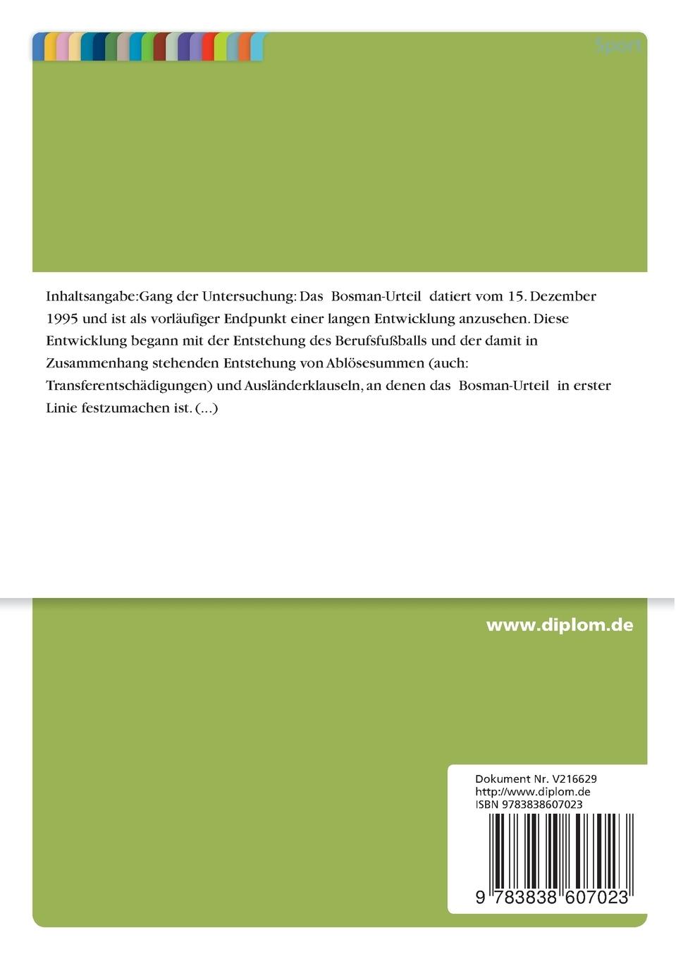 Rückseitencover Das "Bosmann-Urteil"