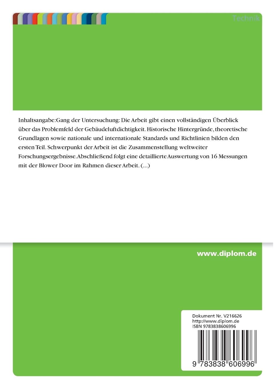 Rückseitencover Die Luftdichtigkeit von Gebäuden