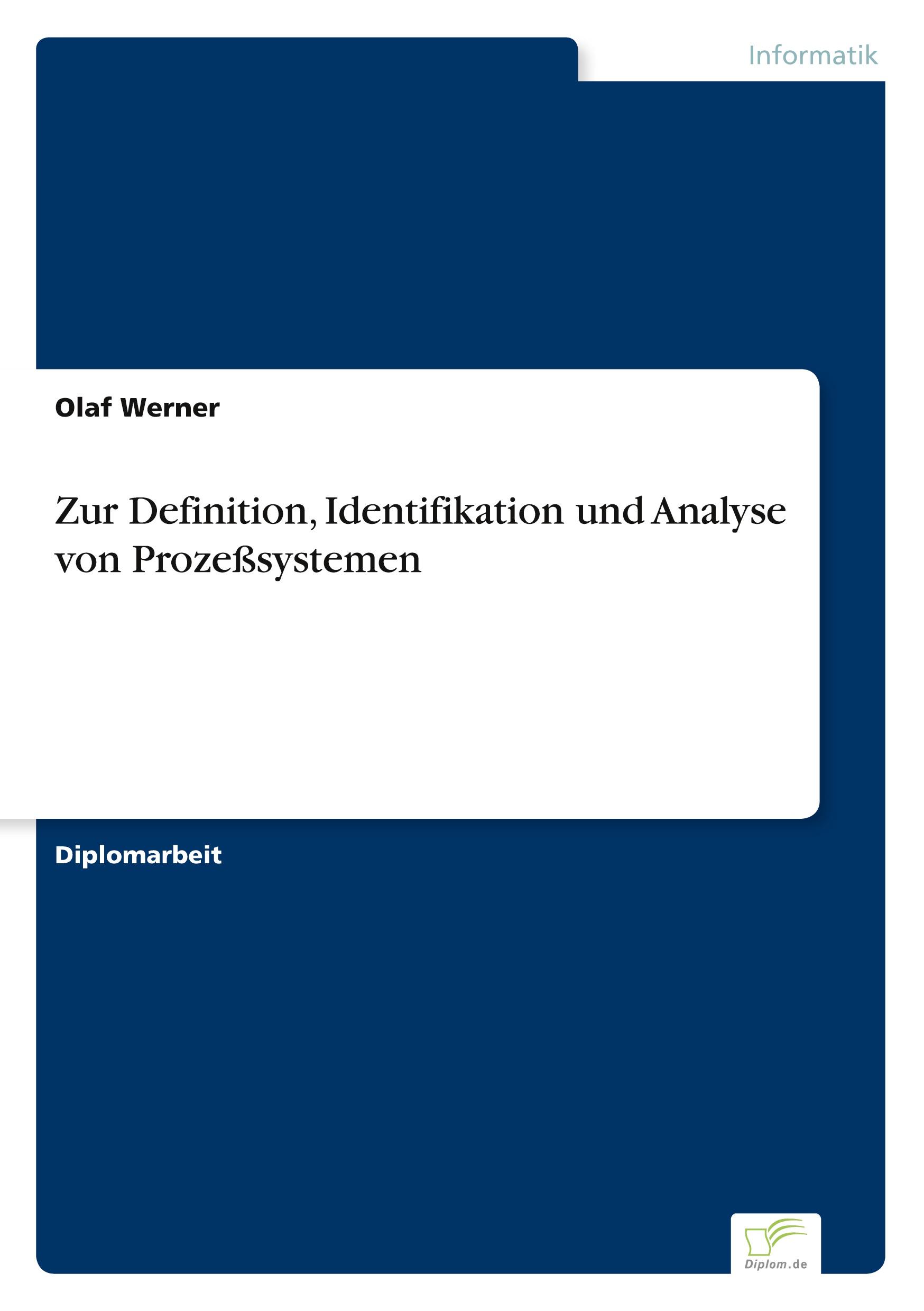 Vorderes Coverbild Zur Definition, Identifikation und Analyse von Prozeßsystemen