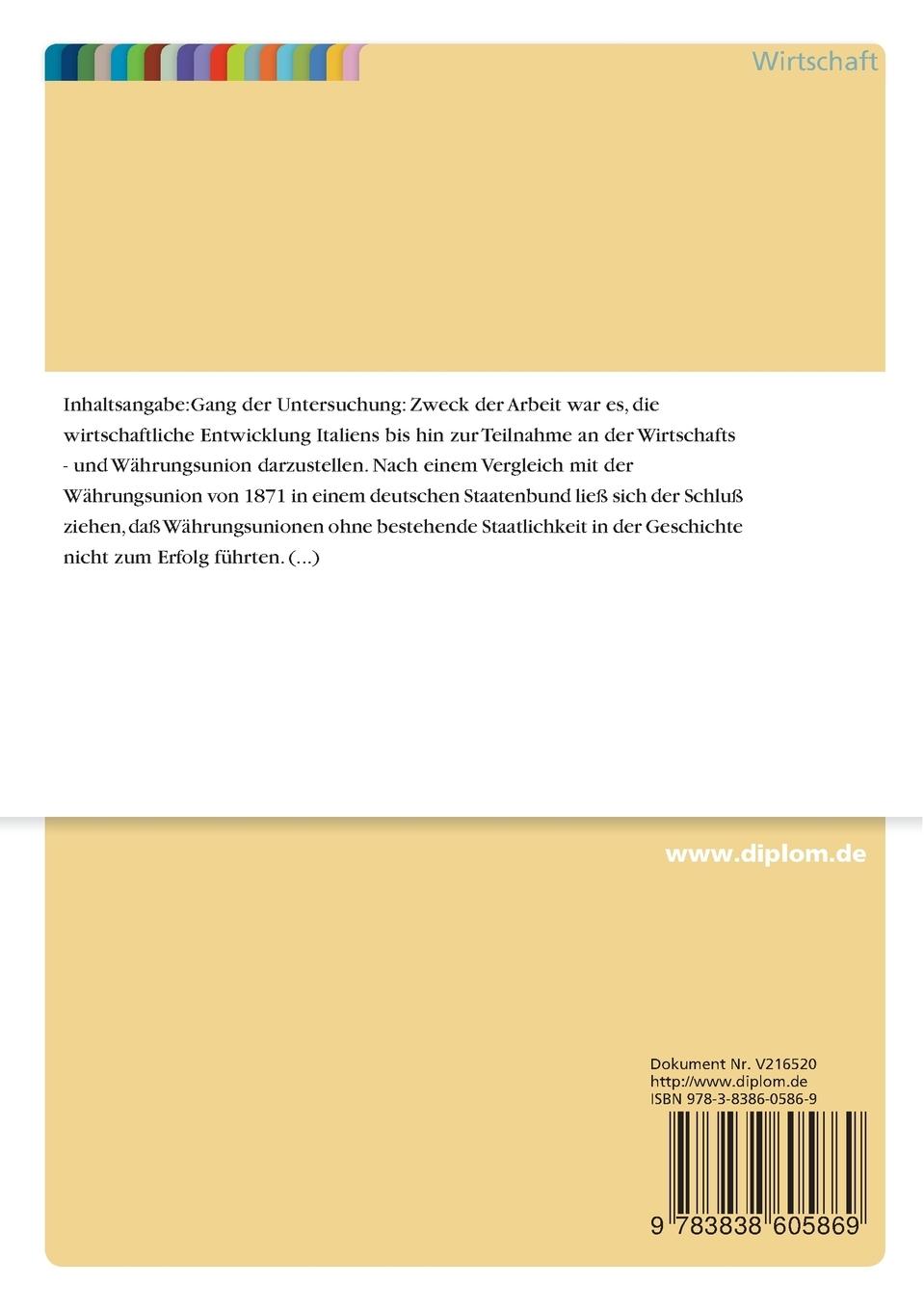 Rückseitencover Italien auf dem Weg in die Währungsunion