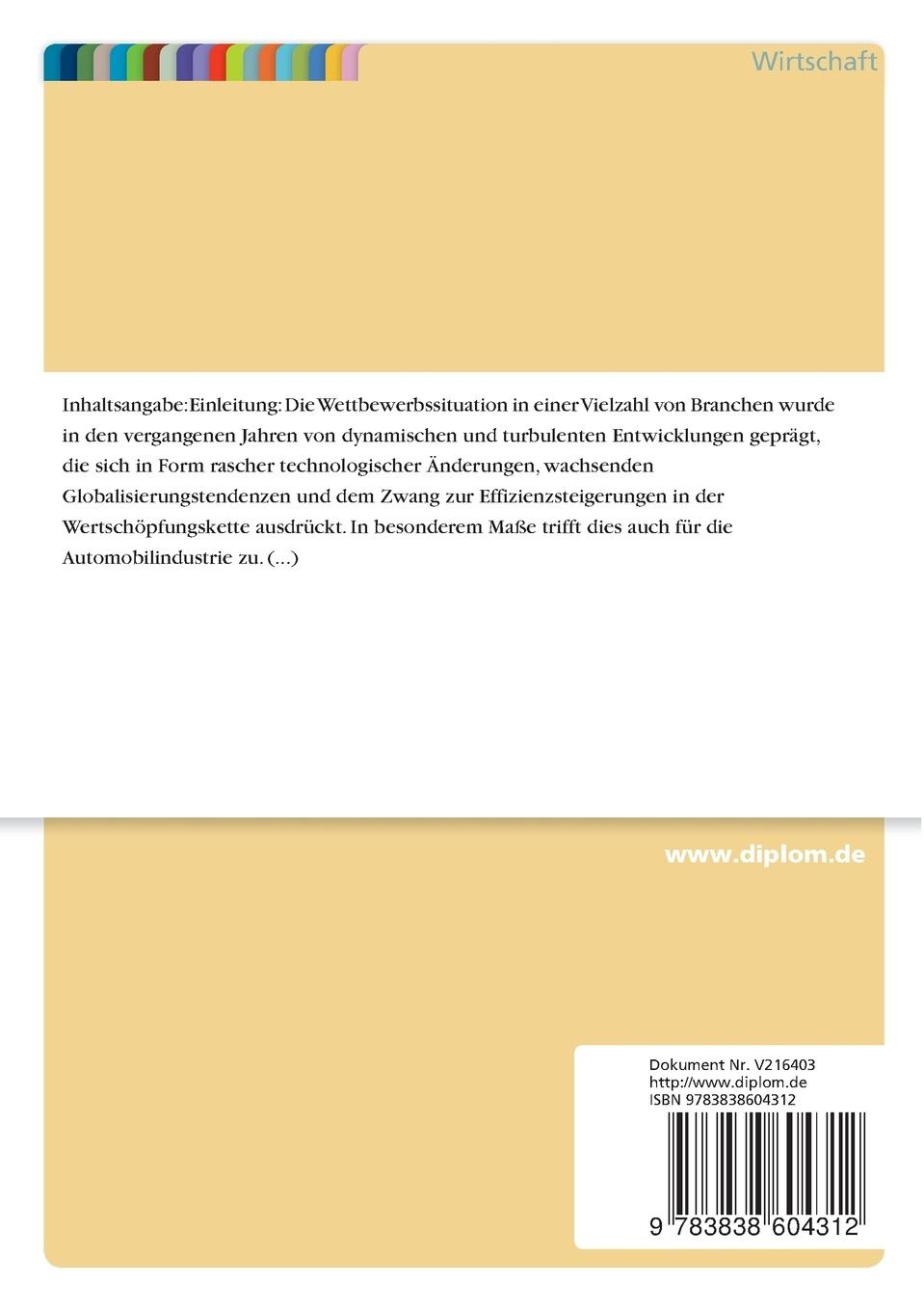 Rückseitencover Theoretische Analyse von "Outsourcing"-Entscheidungen in der Automobilindustrie