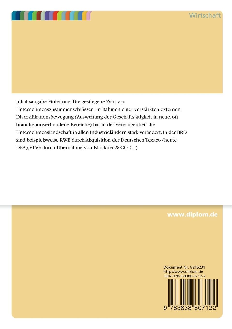 Rückseitencover Diversifikation von Unternehmungen