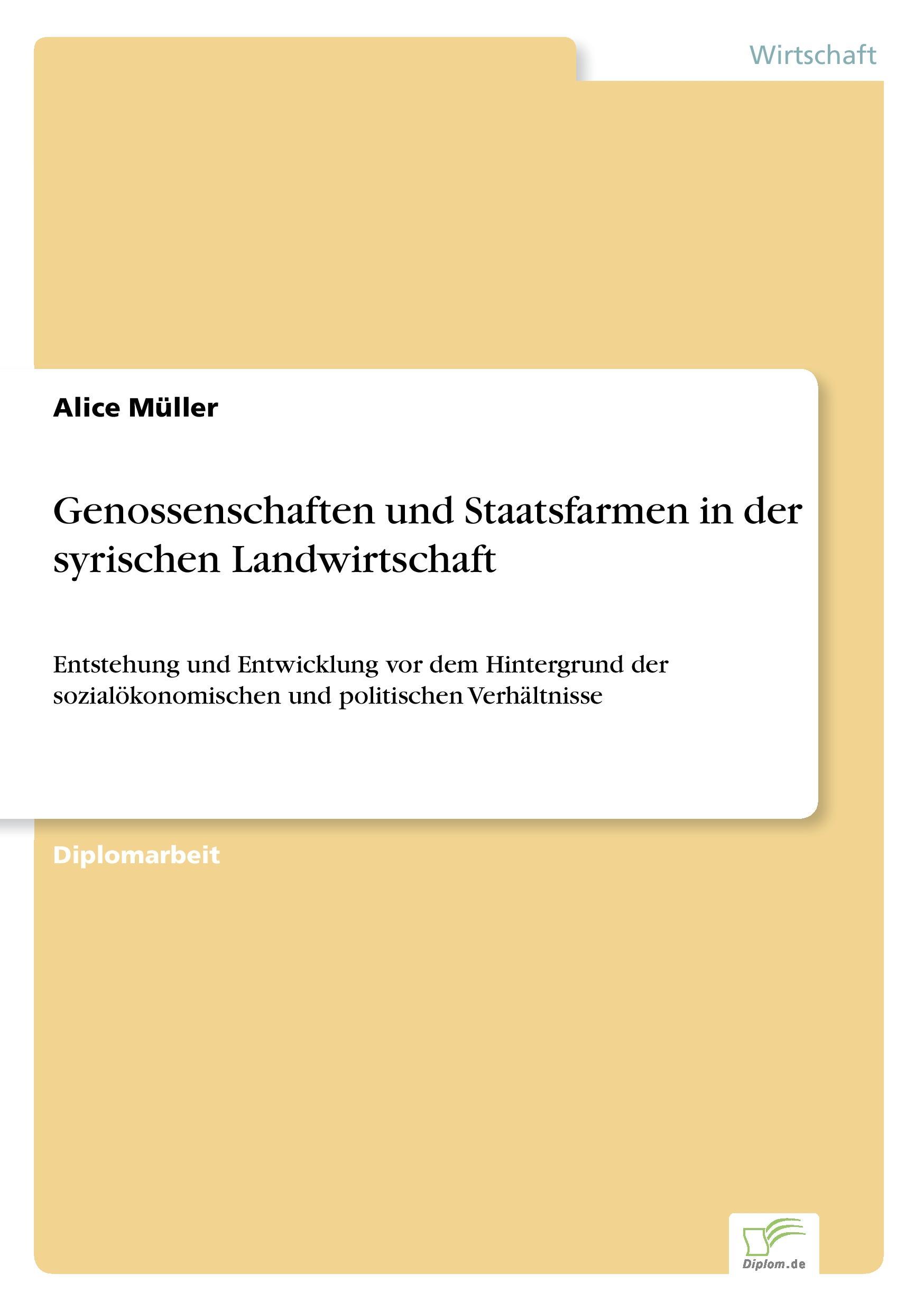 Vorderes Coverbild Genossenschaften und Staatsfarmen in der syrischen Landwirtschaft