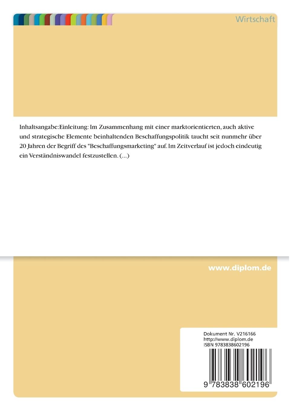 Rückseitencover Aktuelle Entwicklungen in der Theorie des Beschaffungsmarketings