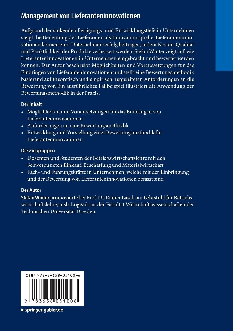 Rückseitencover Management von Lieferanteninnovationen