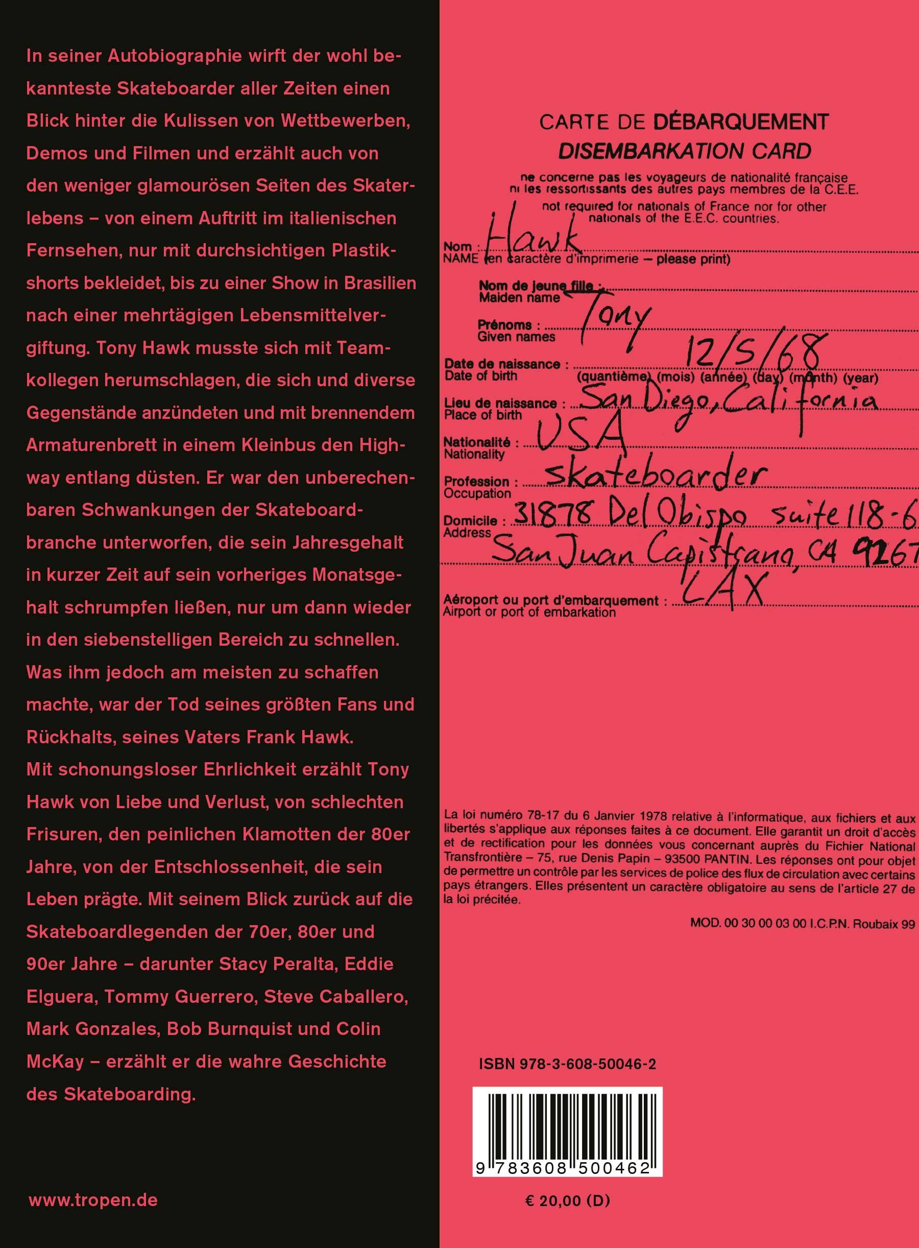 Rückseitencover Hawk: Beruf: Skateboarder (cc - carbon copy books, Bd. 10)