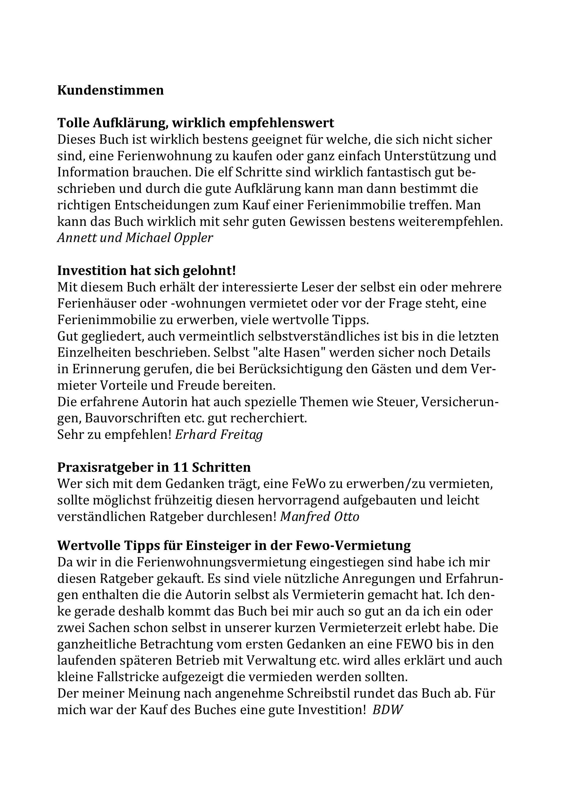 Beispielinhalt (Bild) Mit Ferienimmobilien Vermögen aufbauen und Steuern sparen!