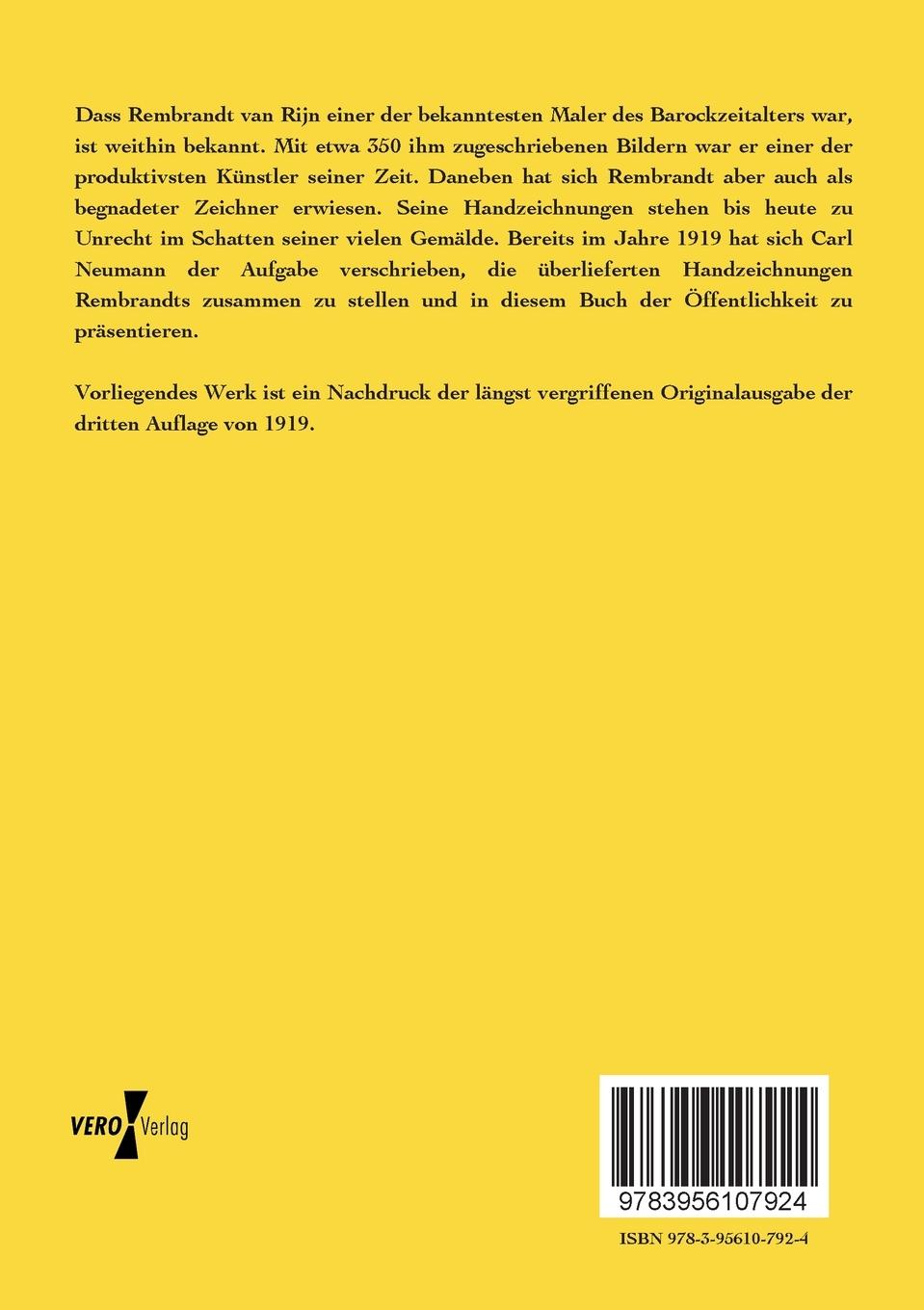 Rückseitencover Rembrandt Handzeichnungen