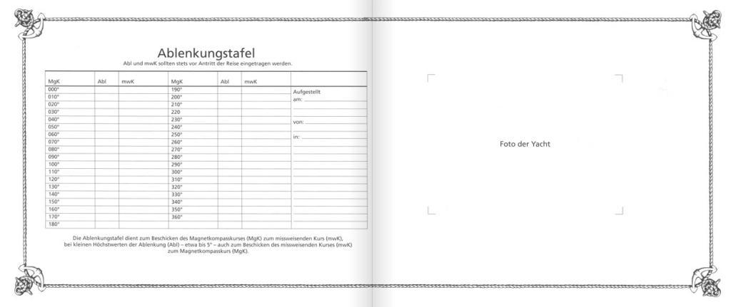Beispielinhalt (Bild) Logbuch (Segeltuch-Ausgabe)