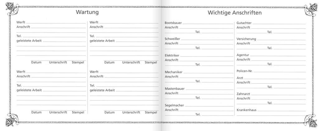 Beispielinhalt (Bild) Logbuch (Segeltuch-Ausgabe)